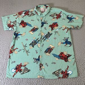 Avengers Shirt Mens Medium Button Up Graphic Print‎ Japan Theme Marvel Comics